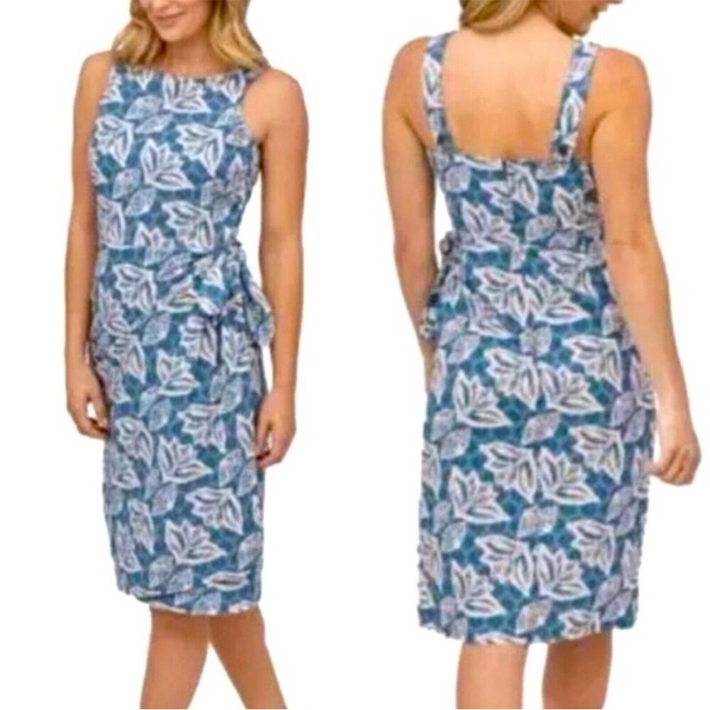 Patagonia pataloha Berlin Blue Floral Hawalian Dress wrap tank Dress size 12